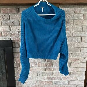 Free People Blue Mock Neck Sweater Size XS